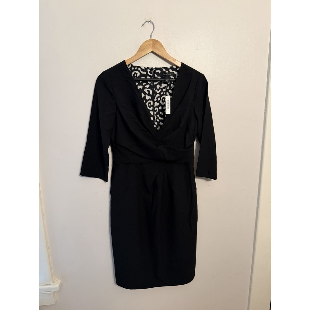 White House Black Market Black Twist Bodice Crepe Dress Career LBD Sz 6 New $158